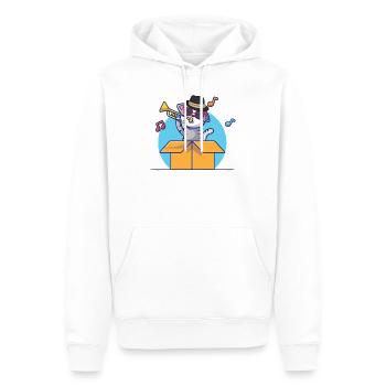Trompettiste Cat Jazz - Sweat à capuche Premium bio Homme - blanc - Devant - Nico (187cm)