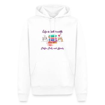 Life Is Better With Coffee, Cats And Books - Men’s Premium Organic Hoodie - white - Front - Nico (187cm)