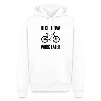 Vélo Dire Vélo maintenant Travailler plus tard drôle en disant - Sweat à capuche Premium bio Homme - blanc - Devant - Nico (187cm)