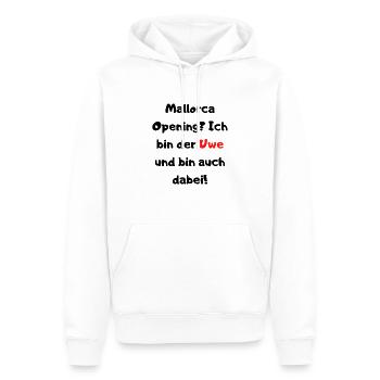 Malle Opening Ich bin der Uwe und bin auch dabei! - Männer Premium Bio Hoodie - Weiß - Vorne - Nico (187cm)