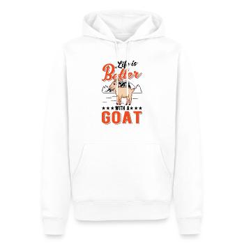 Life is better with a goat host - Men’s Premium Organic Hoodie - white - Front - Nico (187cm)