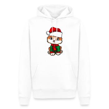 Chat avec pull de Noël - Sweat à capuche Premium bio Homme - blanc - Devant - Nico (187cm)