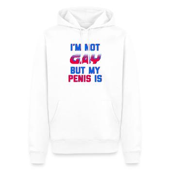 Ich bin nicht schwul, aber mein Penis ist - Männer Premium Bio Hoodie - Weiß - Vorne - Nico (187cm)