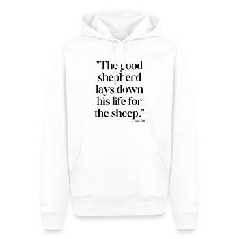 The good shepherd lays down his life for the sheep - Men’s Premium Organic Hoodie - white - Front - Nico (187cm)