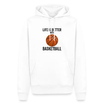 La vie est meilleure avec le basketball - Sweat à capuche Premium bio Homme - blanc - Devant - Nico (187cm)
