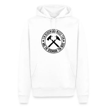 Ein Bergmann muss tun - Männer Premium Bio Hoodie - Weiß - Vorne - Nico (187cm)