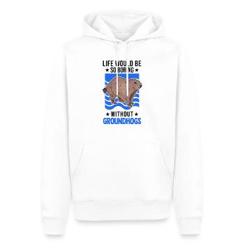 Marmotte Marmotte Marmotte de la forêt Marmotte - Sweat à capuche Premium bio Homme - blanc - Devant - Nico (187cm)