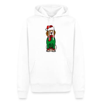 Beagle avec chapeau de Noël costume de Noël - Sweat à capuche Premium bio Homme - blanc - Devant - Nico (187cm)