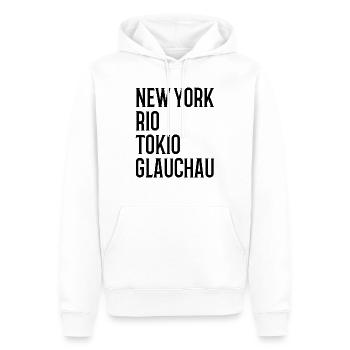 New York Rio Tokio Glauchau Erzgebirge - Männer Premium Bio Hoodie - Weiß - Vorne - Nico (187cm)