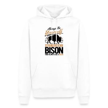 Soyez toujours vous-même Bison Buffle Büffel - Sweat à capuche Premium bio Homme - blanc - Devant - Nico (187cm)