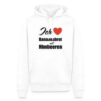 Ich liebe Bananenbrot mit Himbeeren - Männer Premium Bio Hoodie - Weiß - Vorne - Nico (187cm)