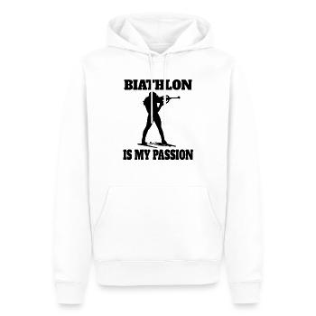 Biathlon Skieur Cadeau Biathlète Sports d’hiver - Sweat à capuche Premium bio Homme - blanc - Devant - Nico (187cm)