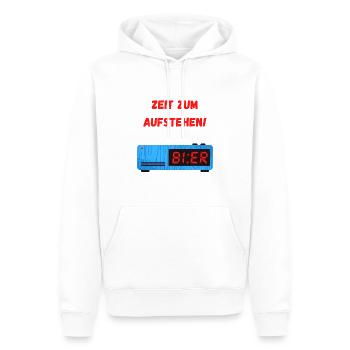 Bier Uhr - Zeit zum Aufstehen. Spruch - Männer Premium Bio Hoodie - Weiß - Vorne - Nico (187cm)