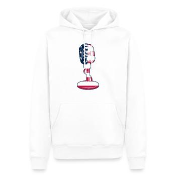 Podcast Mic Podcasting Podcast America Flag - Männer Premium Bio Hoodie - Weiß - Vorne - Nico (187cm)