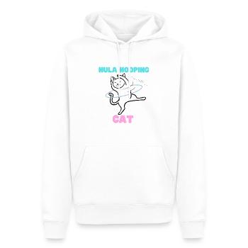 Hula Hooping Cat - Drôle de chat de danse - Sweat à capuche Premium bio Homme - blanc - Devant - Nico (187cm)
