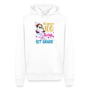 Süßes Einhorn Glückliche 100 Tage der 1. Klasse - Männer Premium Bio Hoodie - Weiß - Vorne - Nico (187cm)