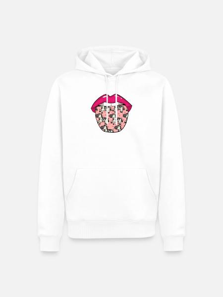 Zebra Zunge - Männer Premium Bio Hoodie - Weiß