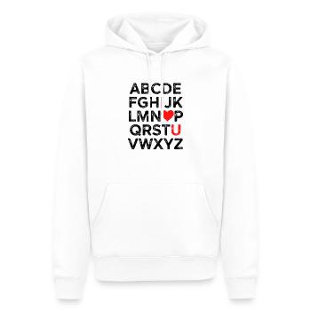Je t’aime Alphabet - Sweat à capuche Premium bio Homme - blanc - Devant - Nico (187cm)