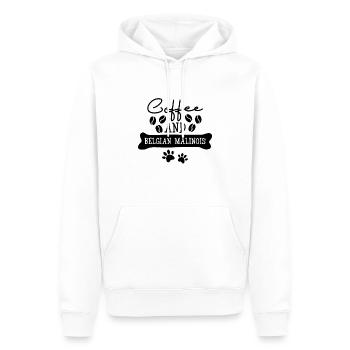 Coffee and Belgian Malinois - Men’s Premium Organic Hoodie - white - Front - Nico (187cm)