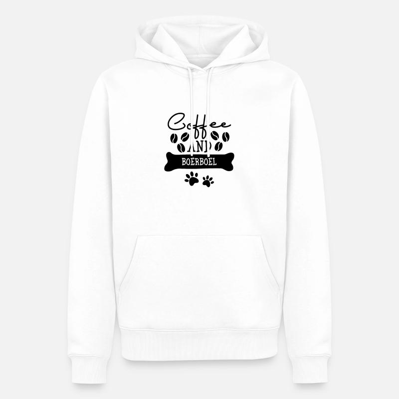 Café et boerboel - Sweat à capuche Premium bio Homme - blanc