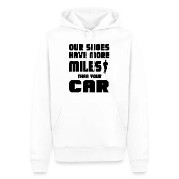 Biking Running Marathon Triathlon Bike - Men’s Premium Organic Hoodie - white - Front - Nico (187cm)