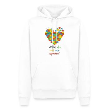 Willst du mit mir Spielen - Männer Premium Bio Hoodie - Weiß - Vorne - Nico (187cm)