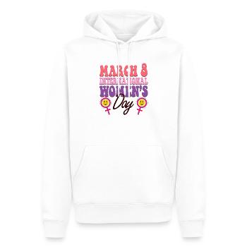 Mars est le mois de la Journée internationale de la femme - Sweat à capuche Premium bio Homme - blanc - Devant - Nico (187cm)