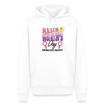 Journée internationale de la femme 2023 Thème Embrace Equit - Sweat à capuche Premium bio Homme - blanc - Devant - Nico (187cm)