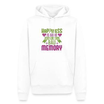 HAPPINES EST BON EN BONNE SANTÉ ET UN MAUVAIS SOUVENIR - Sweat à capuche Premium bio Homme - blanc - Devant - Nico (187cm)