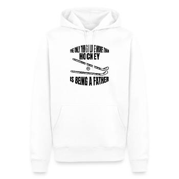 Hockey Hockeyspieler Feldhockey Geschenk Unihockey - Männer Premium Bio Hoodie - Weiß - Vorne - Nico (187cm)