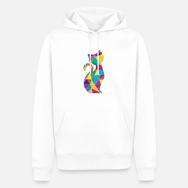 Low Poly Katzengeometrie Polygon Katze - Männer Premium Bio Hoodie - Weiß