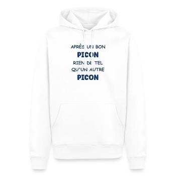 Après un bon picon rien de tel qu'un autre picon - Sweat à capuche Premium bio Homme - blanc - Devant - Nico (187cm)