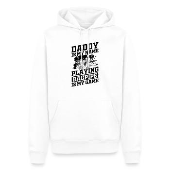 Papa est mon nom Jouer à la cornemuse est mon jeu Papa - Sweat à capuche Premium bio Homme - blanc - Devant - Nico (187cm)