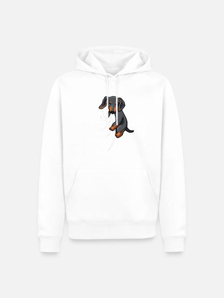 Hungriger Dackel Beisst in Shirt hungriger Dackel - Männer Premium Bio Hoodie - Weiß