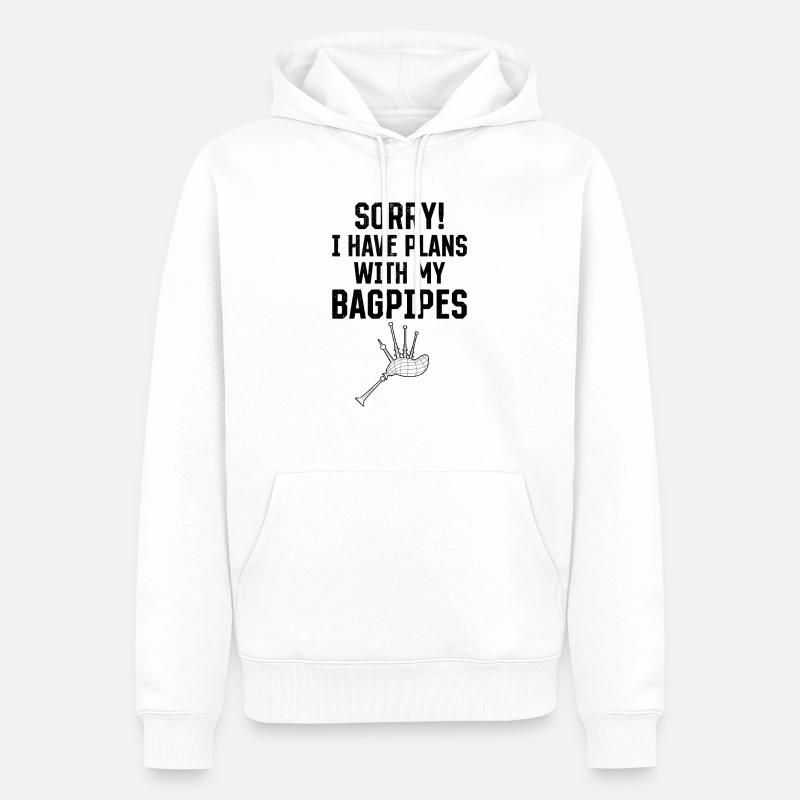 Pardon! J’ai des projets avec ma cornemuse - Sweat à capuche Premium bio Homme - blanc