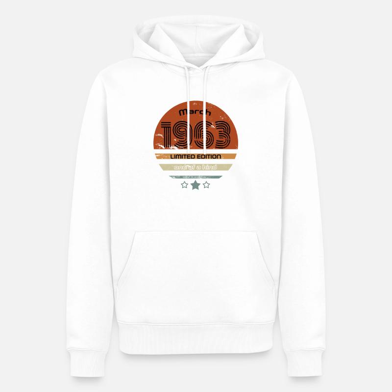 Anniversaire 1963 Mars - Sweat à capuche Premium bio Homme - blanc