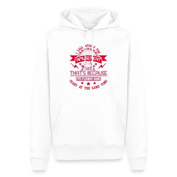 PARC D’ATTRACTIONS QUI S PARCE QUE JE SUIS DRÔLE ET EFFRAYANT - Sweat à capuche Premium bio Homme - blanc - Devant - Nico (187cm)