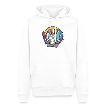 Hippie Hase Friedenszeichen Yoga Cool Hase Lustig - Männer Premium Bio Hoodie - Weiß - Vorne - Nico (187cm)