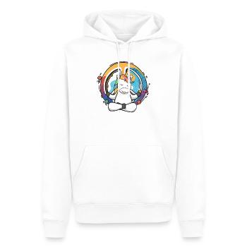 Hippie Einhorn Friedenszeichen Yoga Einhorn Hippies Wortspiel - Männer Premium Bio Hoodie - Weiß - Vorne - Nico (187cm)