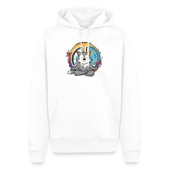 Hippie Wolf Friedenszeichen Yoga Cool Wolf Lustiger Hippie - Männer Premium Bio Hoodie - Weiß - Vorne - Nico (187cm)