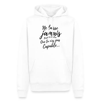 Ne laisse jamais personne - Sweat à capuche Premium bio Homme - blanc - Devant - Nico (187cm)