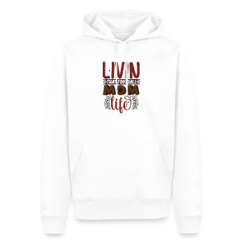 Livin That Football Mom Life - Lustiger Fußball - Männer Premium Bio Hoodie - Weiß - Vorne - Nico (187cm)
