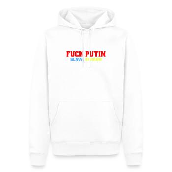 FXCK PUTIN SLAVA UKRAINI - Männer Premium Bio Hoodie - Weiß - Vorne - Nico (187cm)
