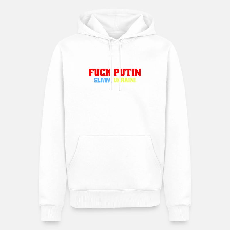 FXCK POUTINE SLAVA UKRAINI - Sweat à capuche Premium bio Homme - blanc