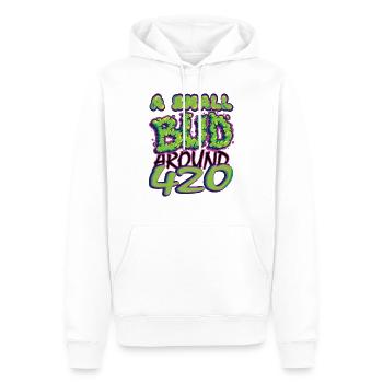 MARIHUANA SMOKE 420 CANNABIS WEED HANF DESIGN - Männer Premium Bio Hoodie - Weiß - Vorne - Nico (187cm)
