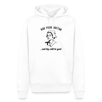 T-shirt Funny Doctor Dictons - Sweat à capuche Premium bio Homme - blanc - Devant - Nico (187cm)