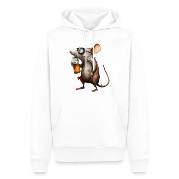 Lustige Bier Maus mit Brille - Männer Premium Bio Hoodie - Weiß - Vorne - Nico (187cm)