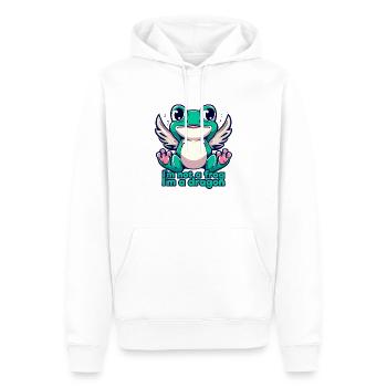 ICH BIN KEIN FROSCH, ICH BIN EIN DRACHE - Männer Premium Bio Hoodie - Weiß - Vorne - Nico (187cm)