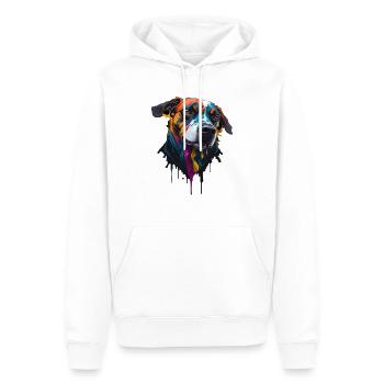 HUNDE DESIGN SPLASH ART I HUNDELIEBHABER - Männer Premium Bio Hoodie - Weiß - Vorne - Nico (187cm)