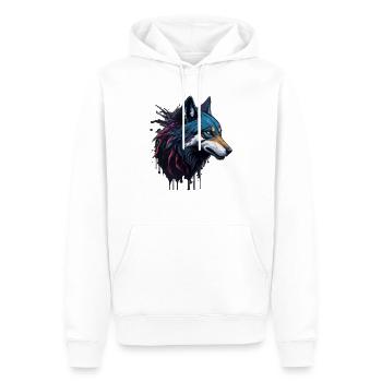 WOLF SPLASH ART DESIGN - Männer Premium Bio Hoodie - Weiß - Vorne - Nico (187cm)